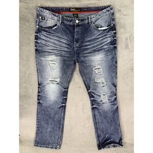 Switch Remarkable Jeans Mens 44x32 Blue Medium Wash Slim Straight Distressed